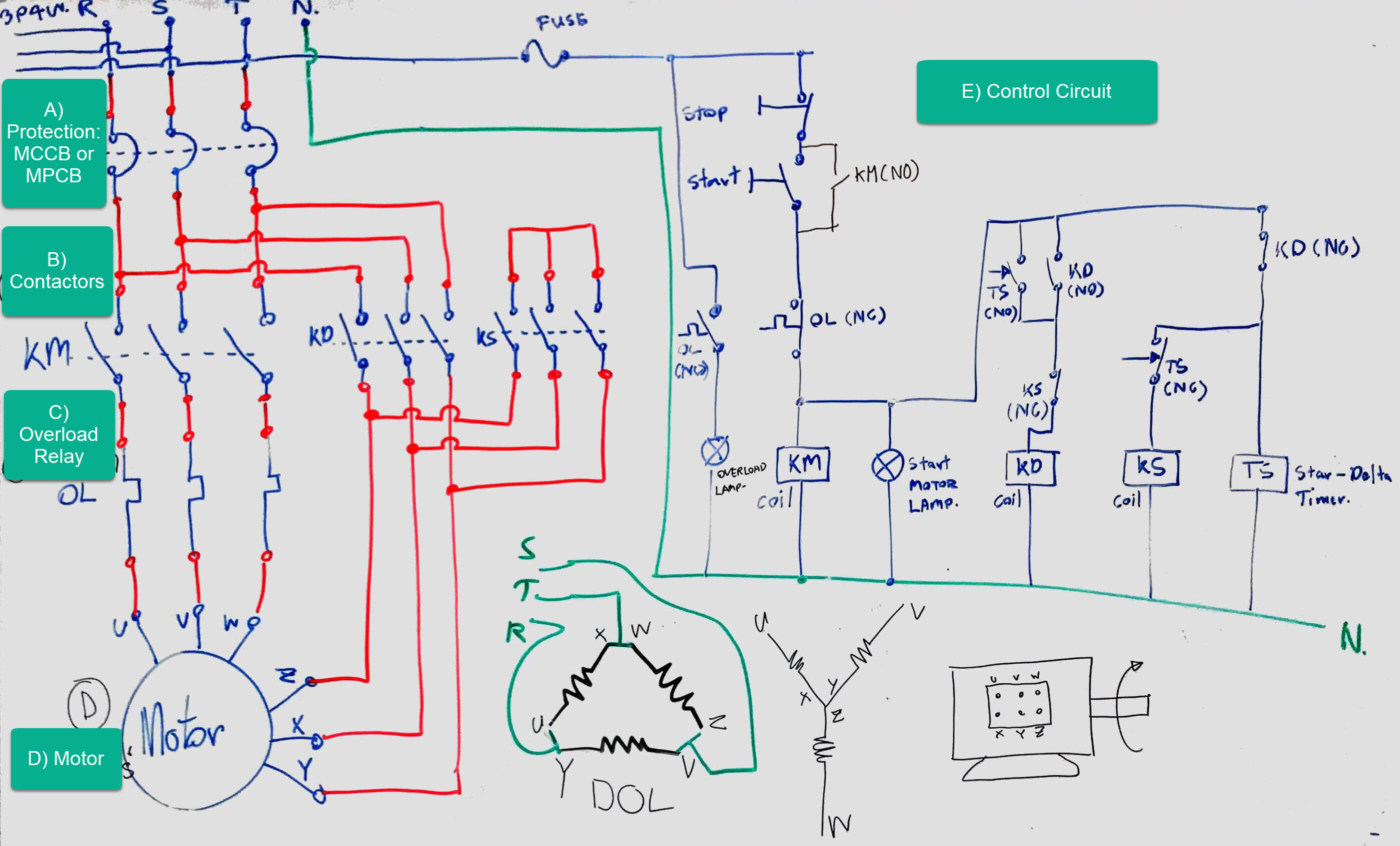 Star Delta Starter Control Wiring Diagram Answer | Wiring ...